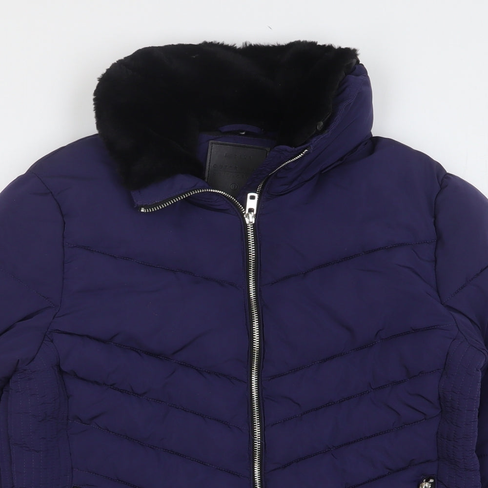 Papaya Womens Blue Puffer Jacket Jacket Size 12 Zip