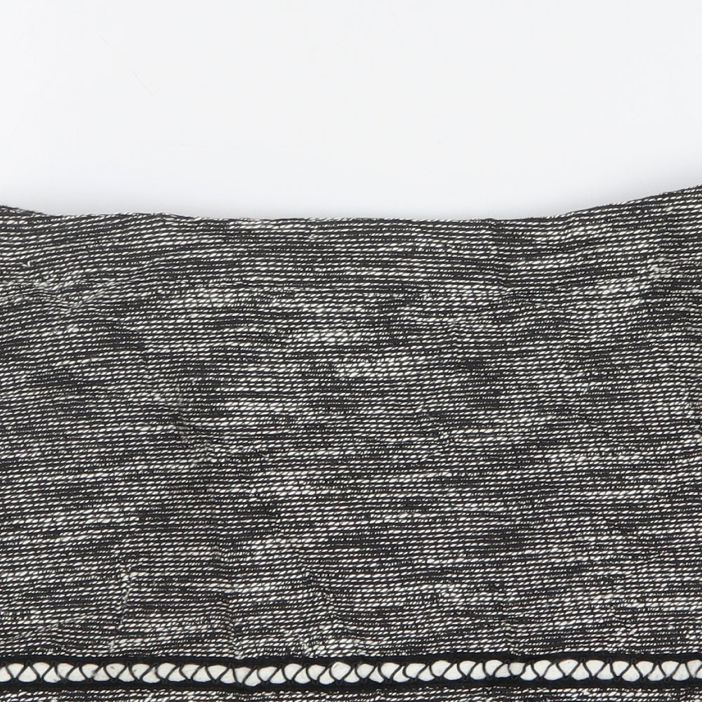 H&M Womens Grey Geometric Cotton Mini Skirt Size 10 Zip