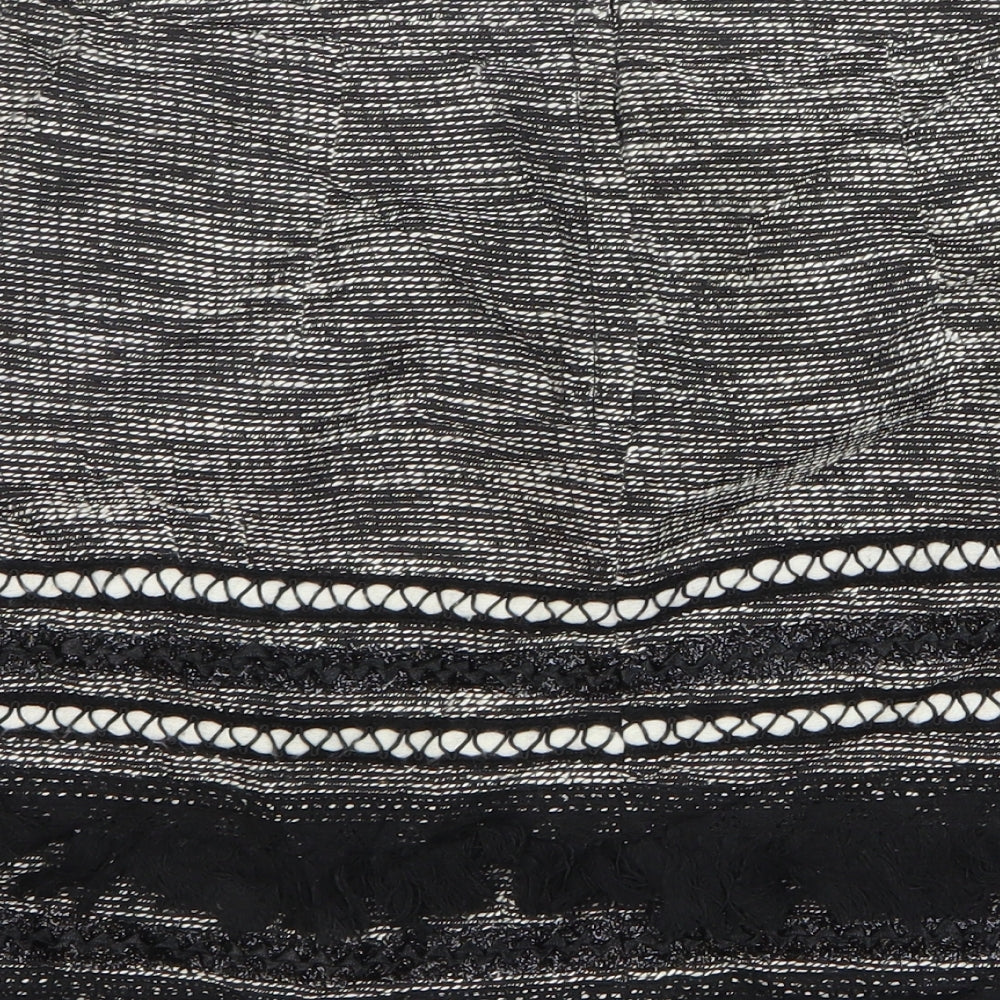 H&M Womens Grey Geometric Cotton Mini Skirt Size 10 Zip