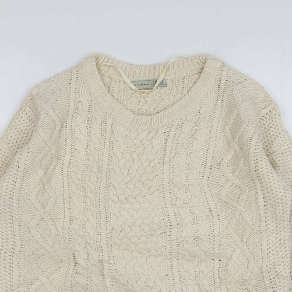 Atmosphere Womens Beige Round Neck Acrylic Pullover Jumper Size 6