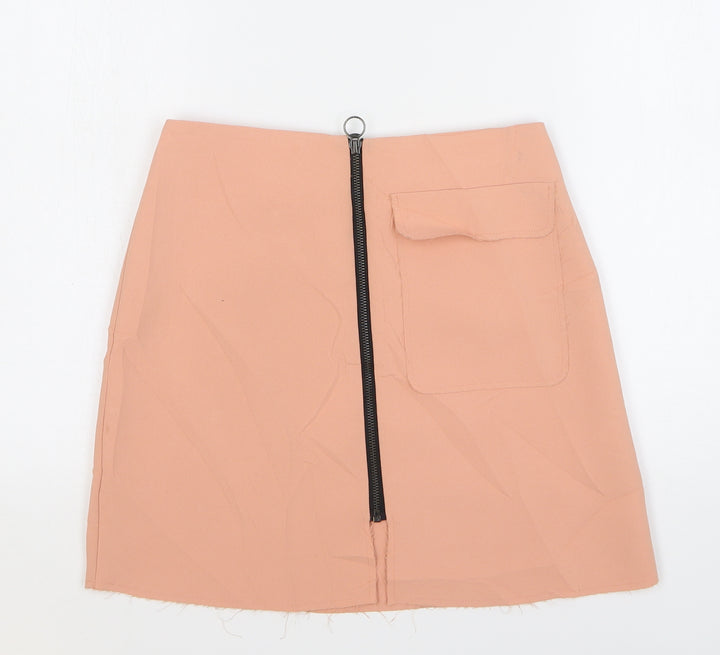 Topshop Womens Pink Polyester Mini Skirt Size 8 Zip