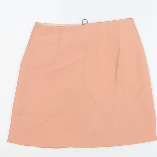 Topshop Womens Pink Polyester Mini Skirt Size 8 Zip