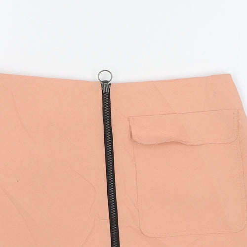 Topshop Womens Pink Polyester Mini Skirt Size 8 Zip