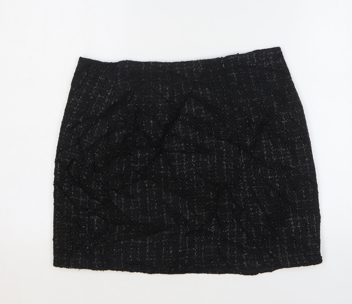 Primark Womens Black Check Polyester Mini Skirt Size 14 Zip