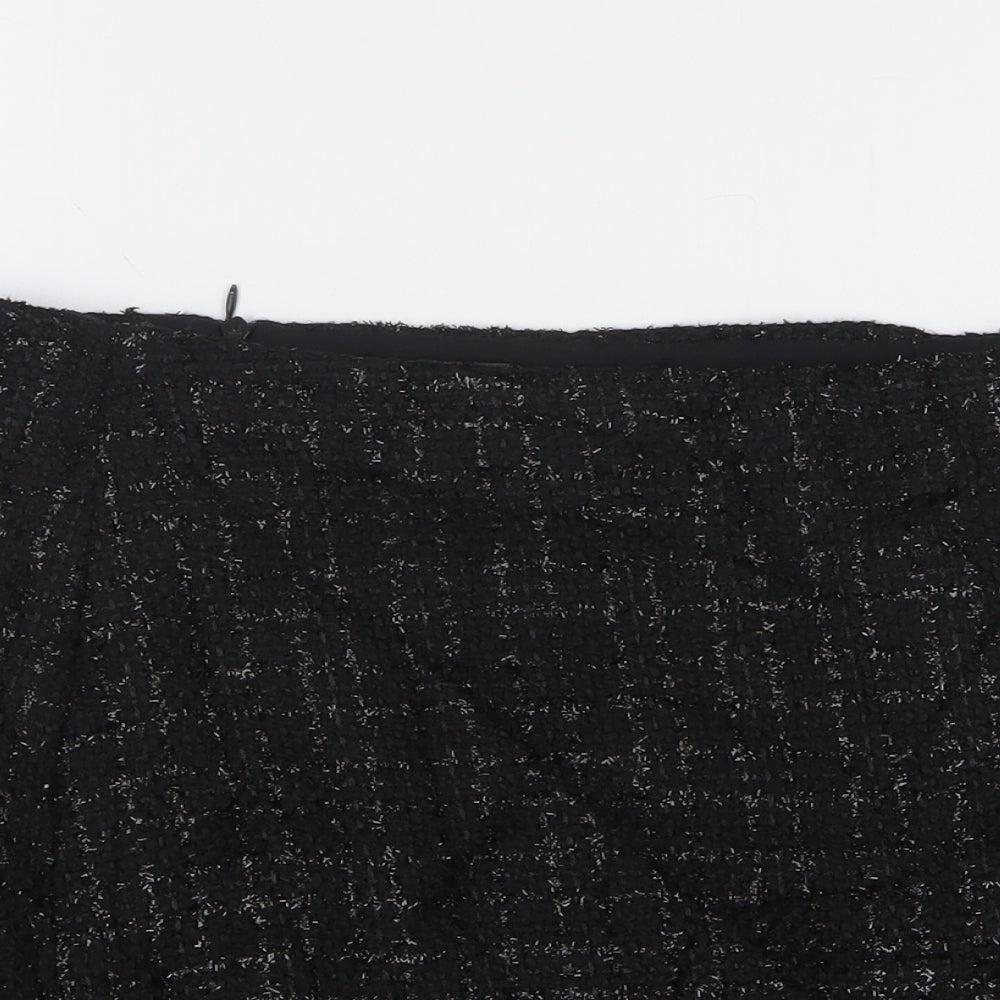 Primark Womens Black Check Polyester Mini Skirt Size 14 Zip