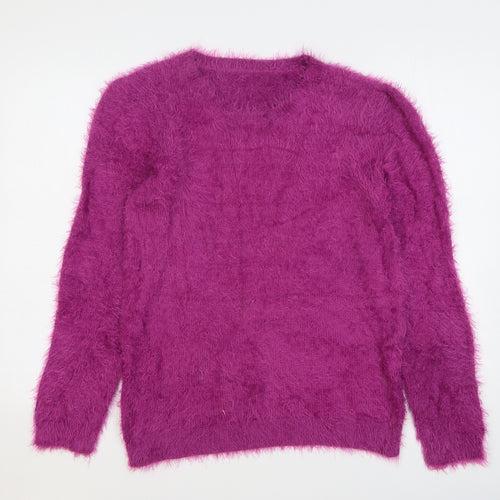 Lakeland Womens Purple Round Neck Nylon Pullover Jumper Size 12