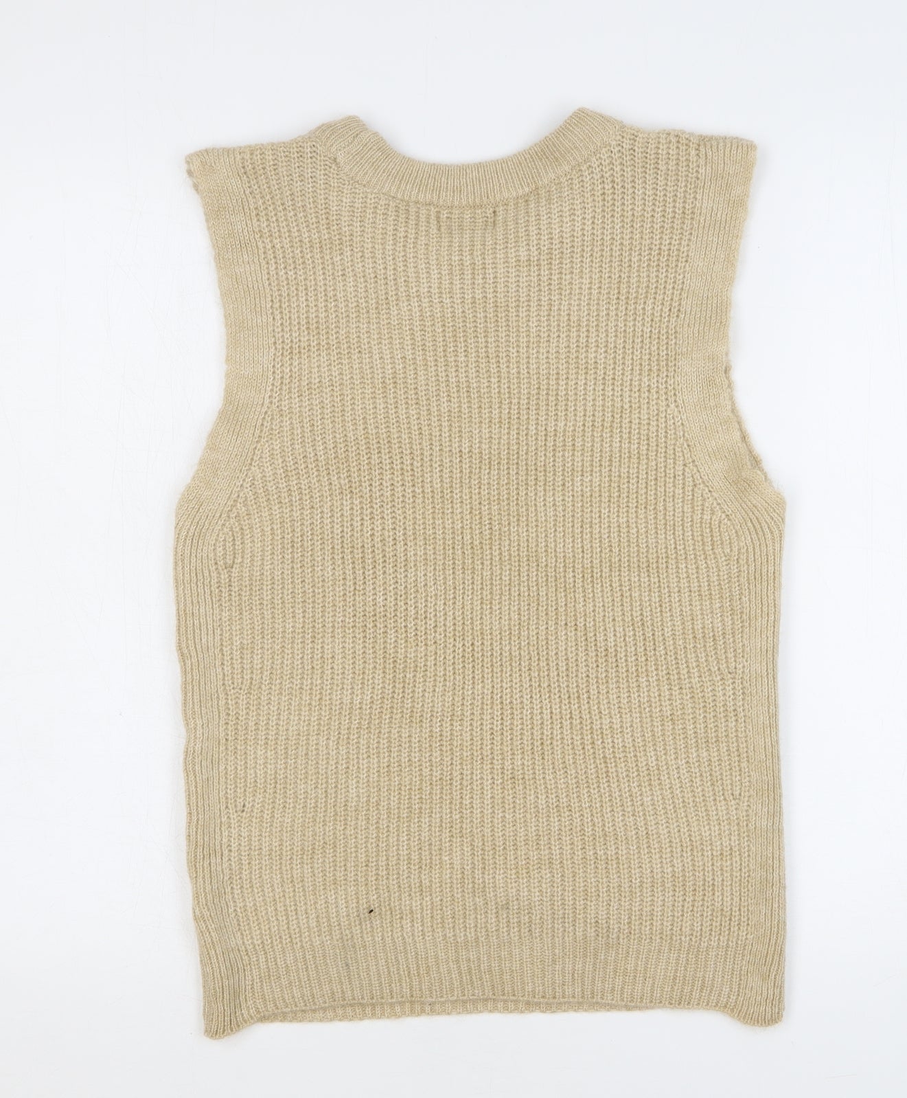 Papaya Womens Beige Round Neck Acrylic Vest Jumper Size M