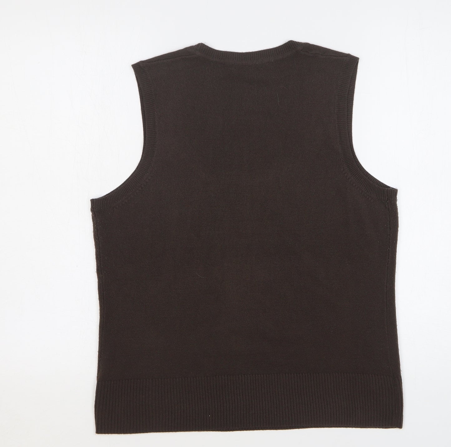 TU Womens Brown Scoop Neck Acrylic Vest Jumper Size 14