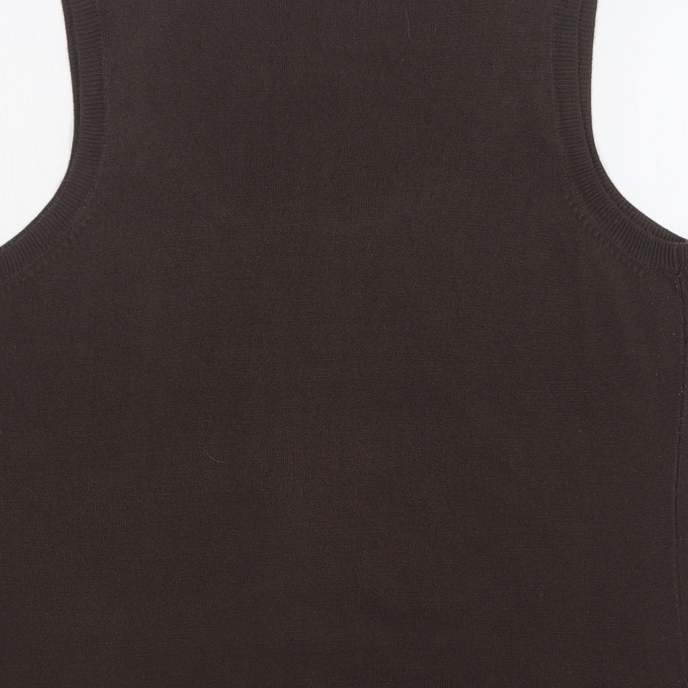TU Womens Brown Scoop Neck Acrylic Vest Jumper Size 14