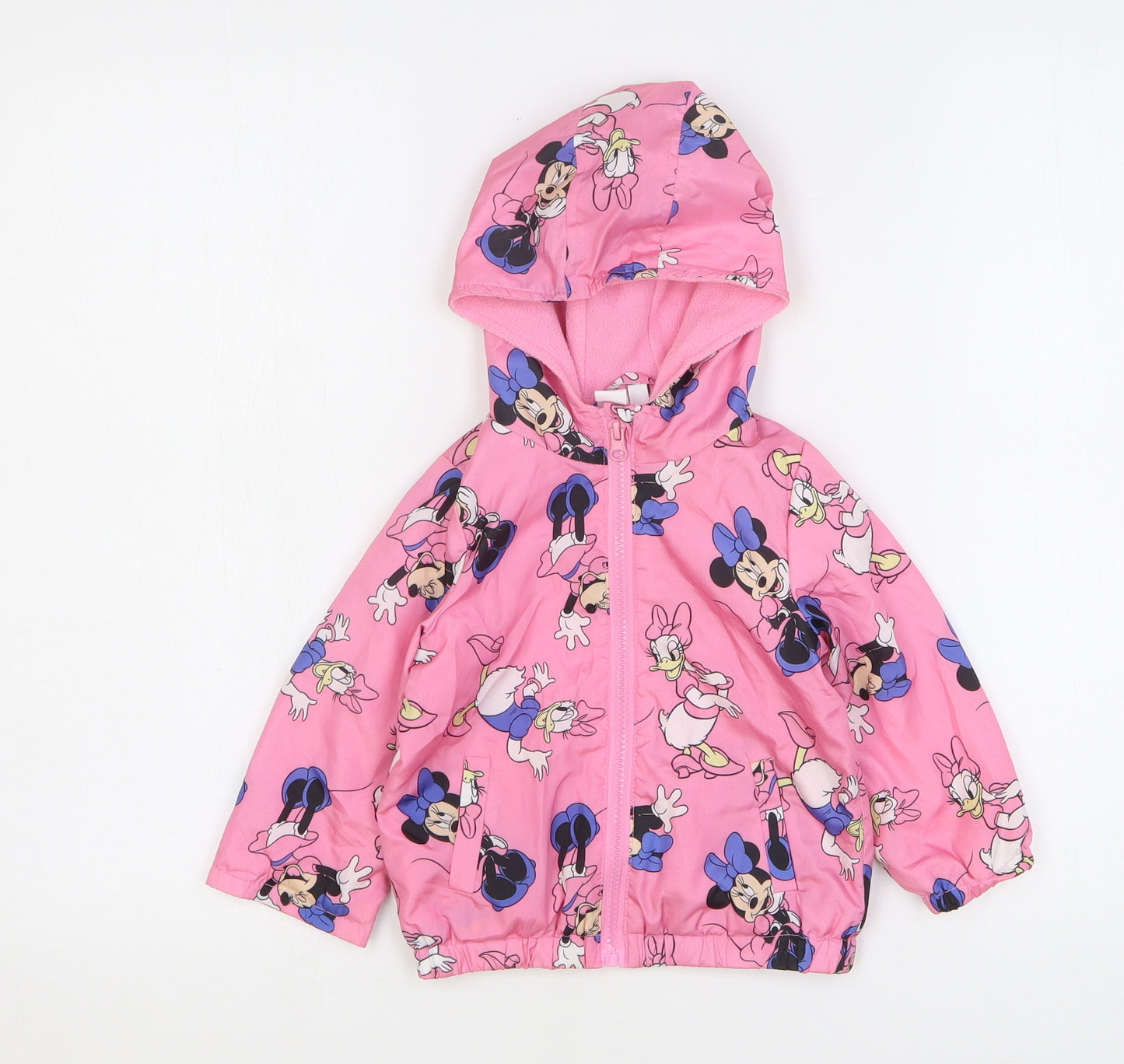 Disney Baby Girls Pink Geometric Rain Coat Coat Size 12 Months Zip - Minnie Mouse & Daisy duck