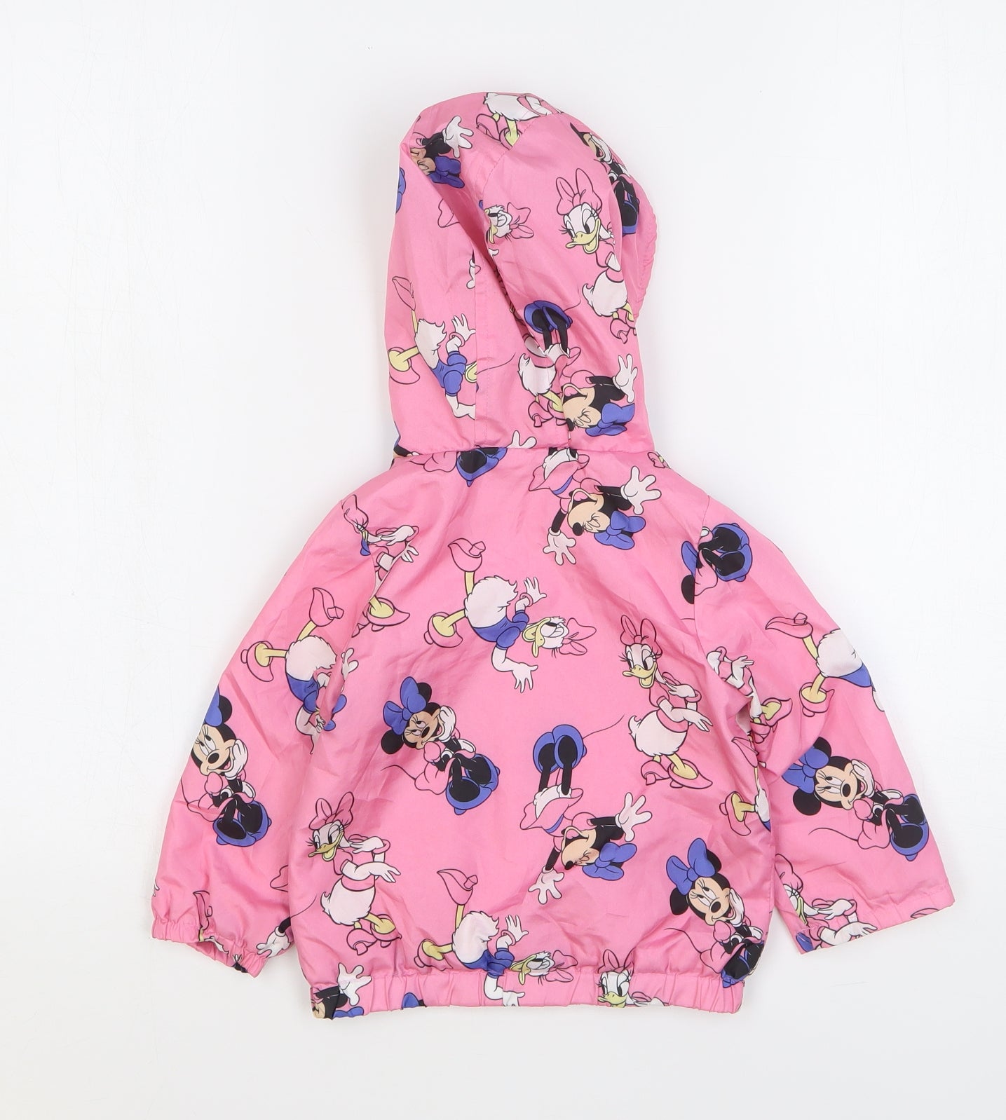 Disney Baby Girls Pink Geometric Rain Coat Coat Size 12 Months Zip - Minnie Mouse & Daisy duck