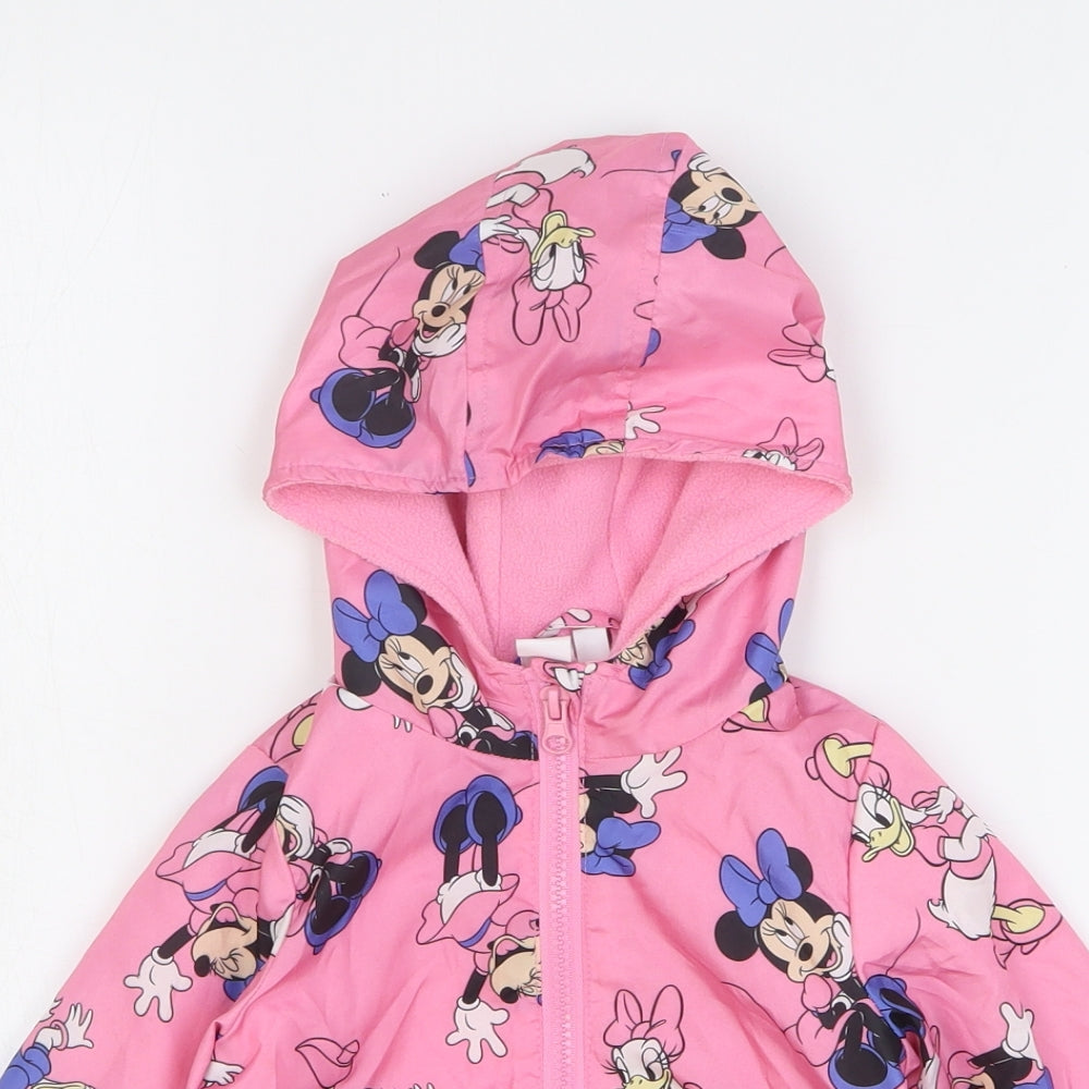 Disney Baby Girls Pink Geometric Rain Coat Coat Size 12 Months Zip - Minnie Mouse & Daisy duck