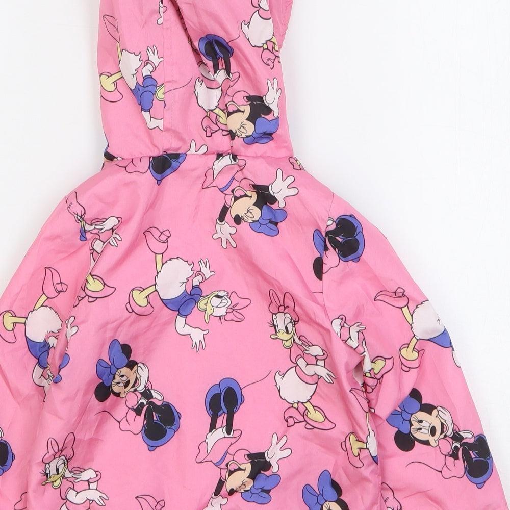 Disney Baby Girls Pink Geometric Rain Coat Coat Size 12 Months Zip - Minnie Mouse & Daisy duck