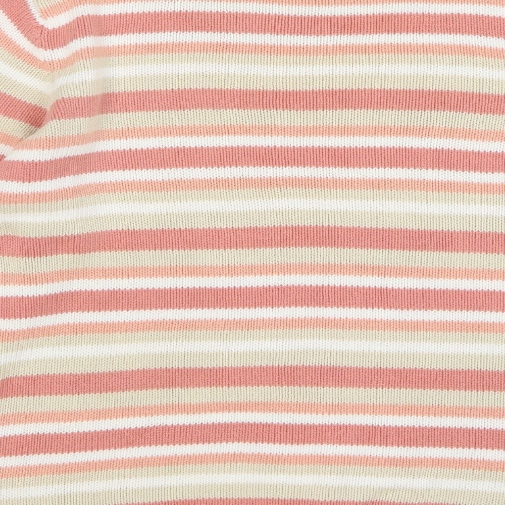 EWM Womens Multicoloured Round Neck Striped Cotton Pullover Jumper Size 14