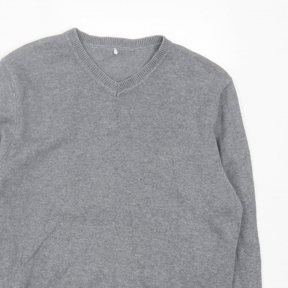 George Boys Grey V-Neck Cotton Pullover Jumper Size 11-12 Years Pullover - School Wear