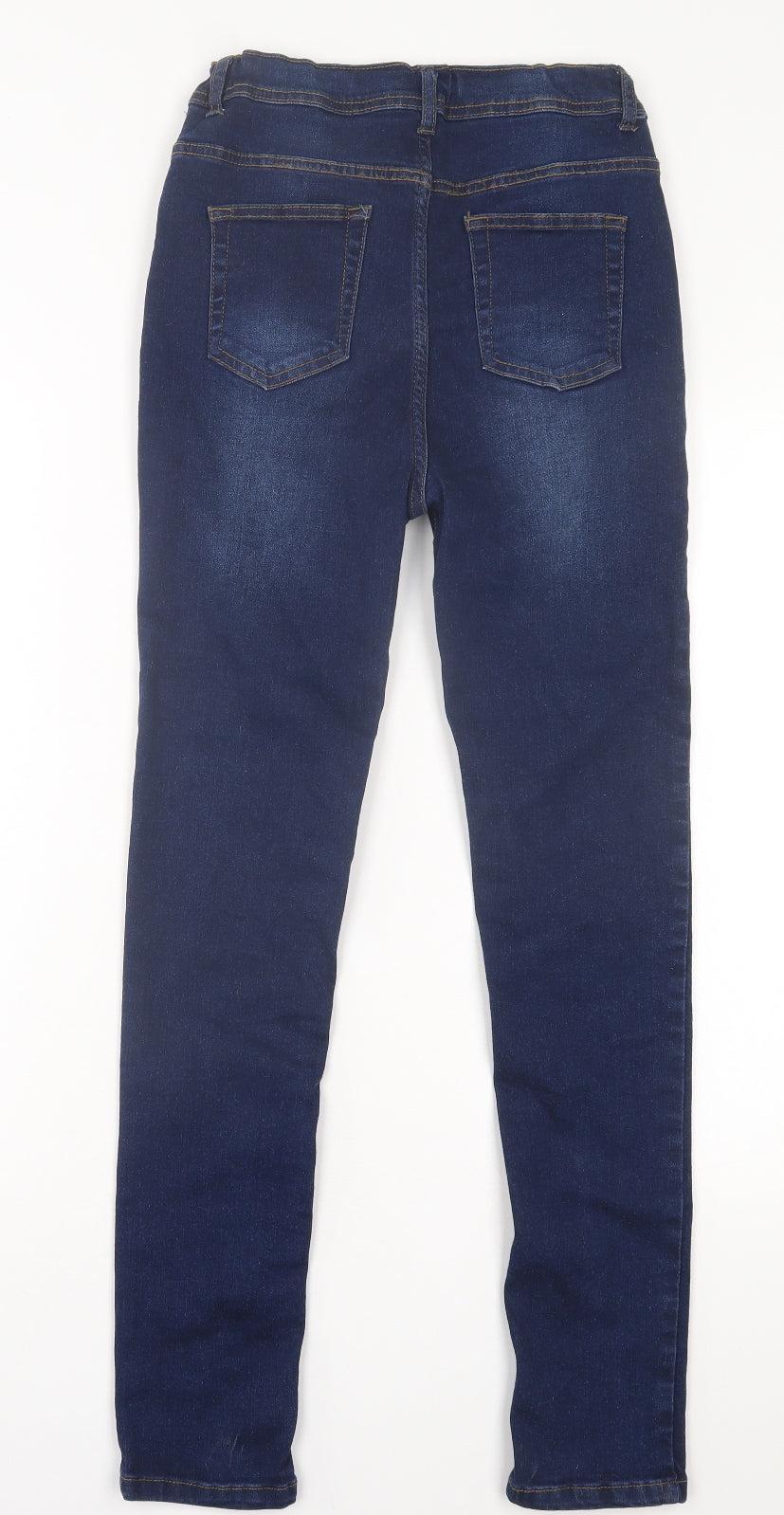 Denim & Co. Boys Blue Cotton Straight Jeans Size 13-14 Years Regular Button