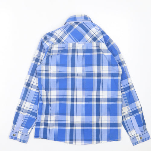 NEXT Boys Blue Plaid Cotton Basic Button-Up Size 11 Years Collared Button - Pocket Detail