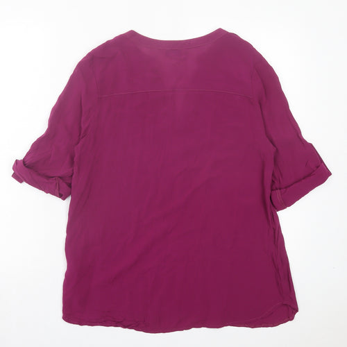 Peacocks Womens Purple Viscose Basic T-Shirt Size 14 V-Neck