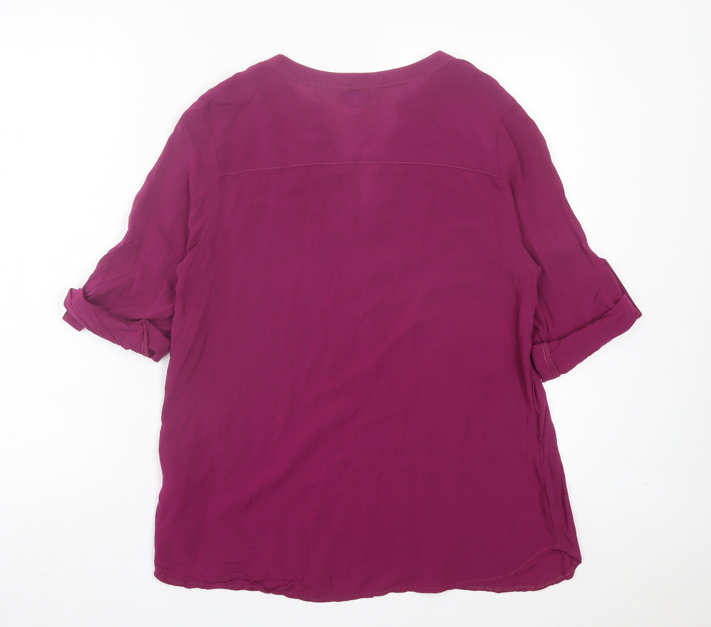Peacocks Womens Purple Viscose Basic T-Shirt Size 14 V-Neck