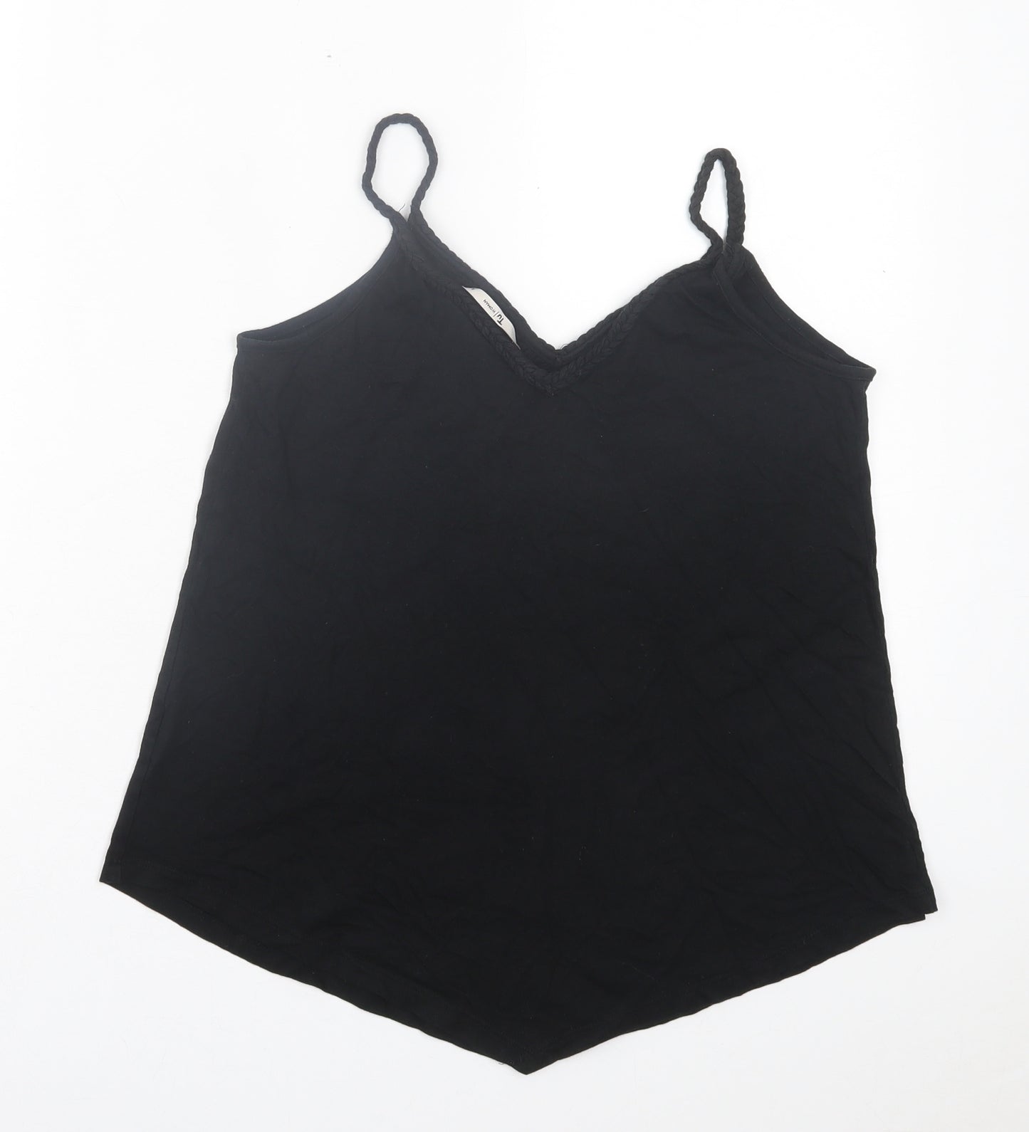TU Womens Black Cotton Camisole Tank Size 8 V-Neck