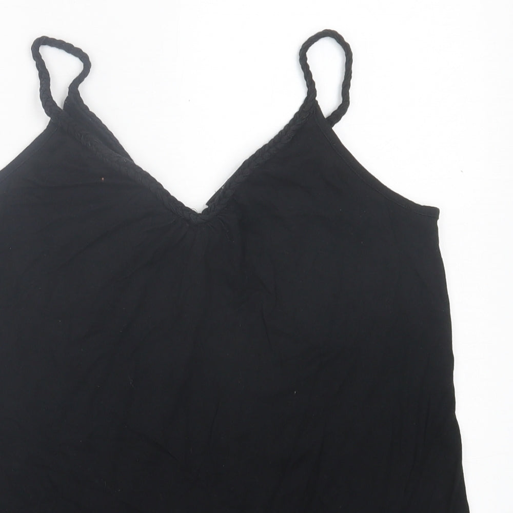 TU Womens Black Cotton Camisole Tank Size 8 V-Neck