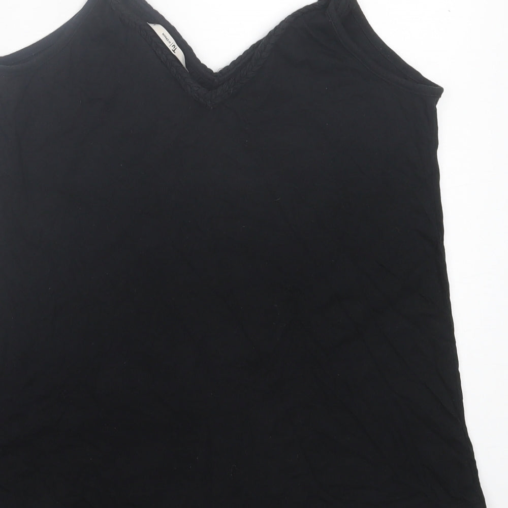 TU Womens Black Cotton Camisole Tank Size 8 V-Neck