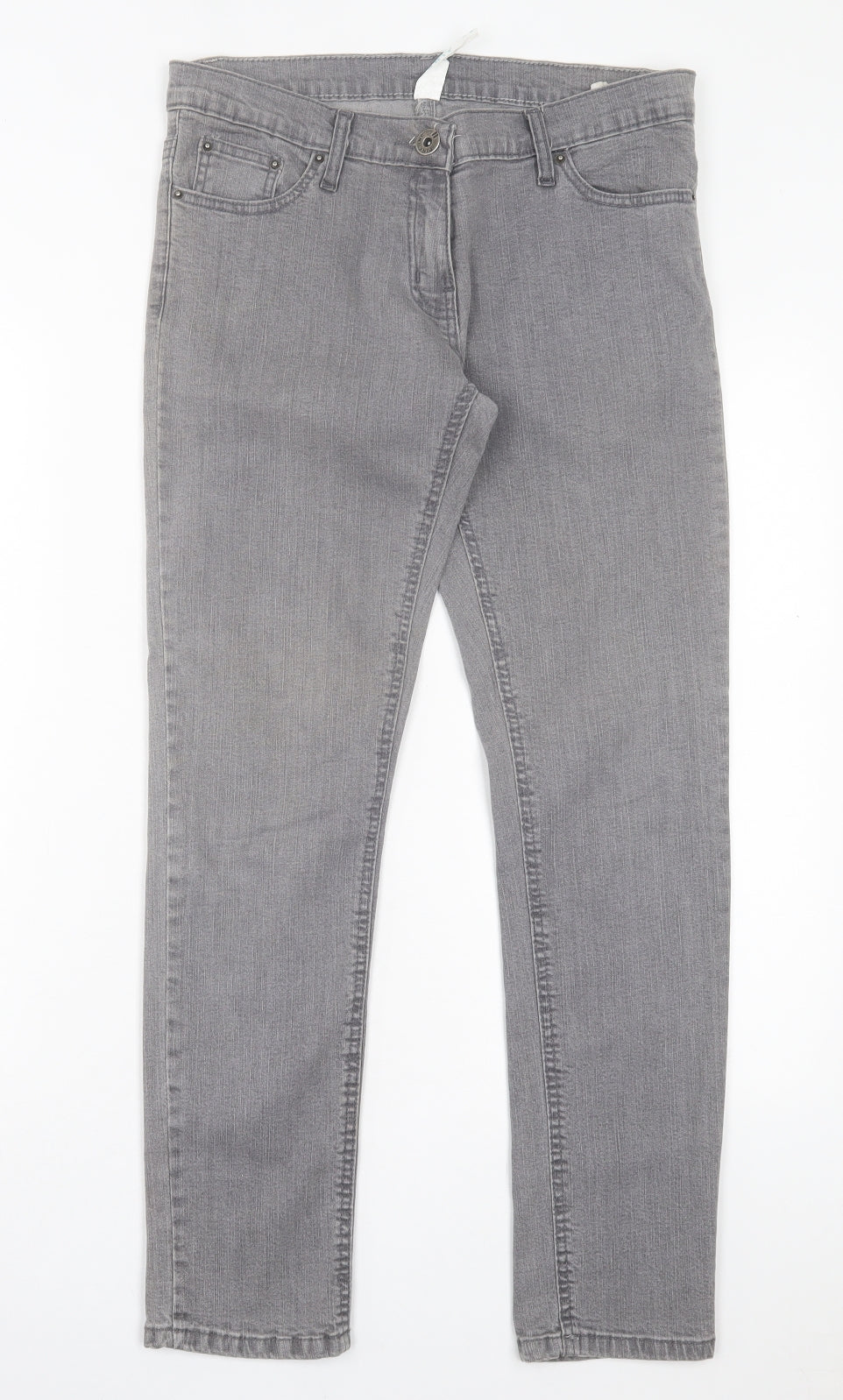 Pink Inc Womens Grey Cotton Skinny Jeans Size 14 L28 in Regular Button