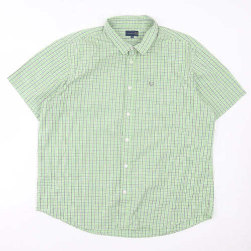 Matalan Mens Green Plaid Cotton Button-Up Size XL Collared Button - Pocket Detail