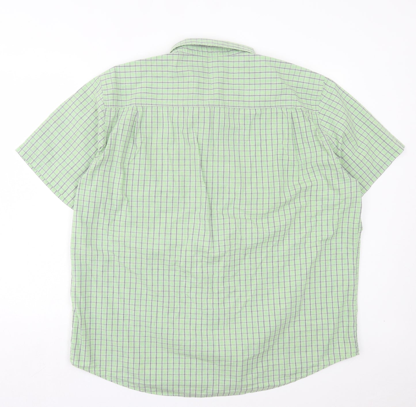 Matalan Mens Green Plaid Cotton Button-Up Size XL Collared Button - Pocket Detail