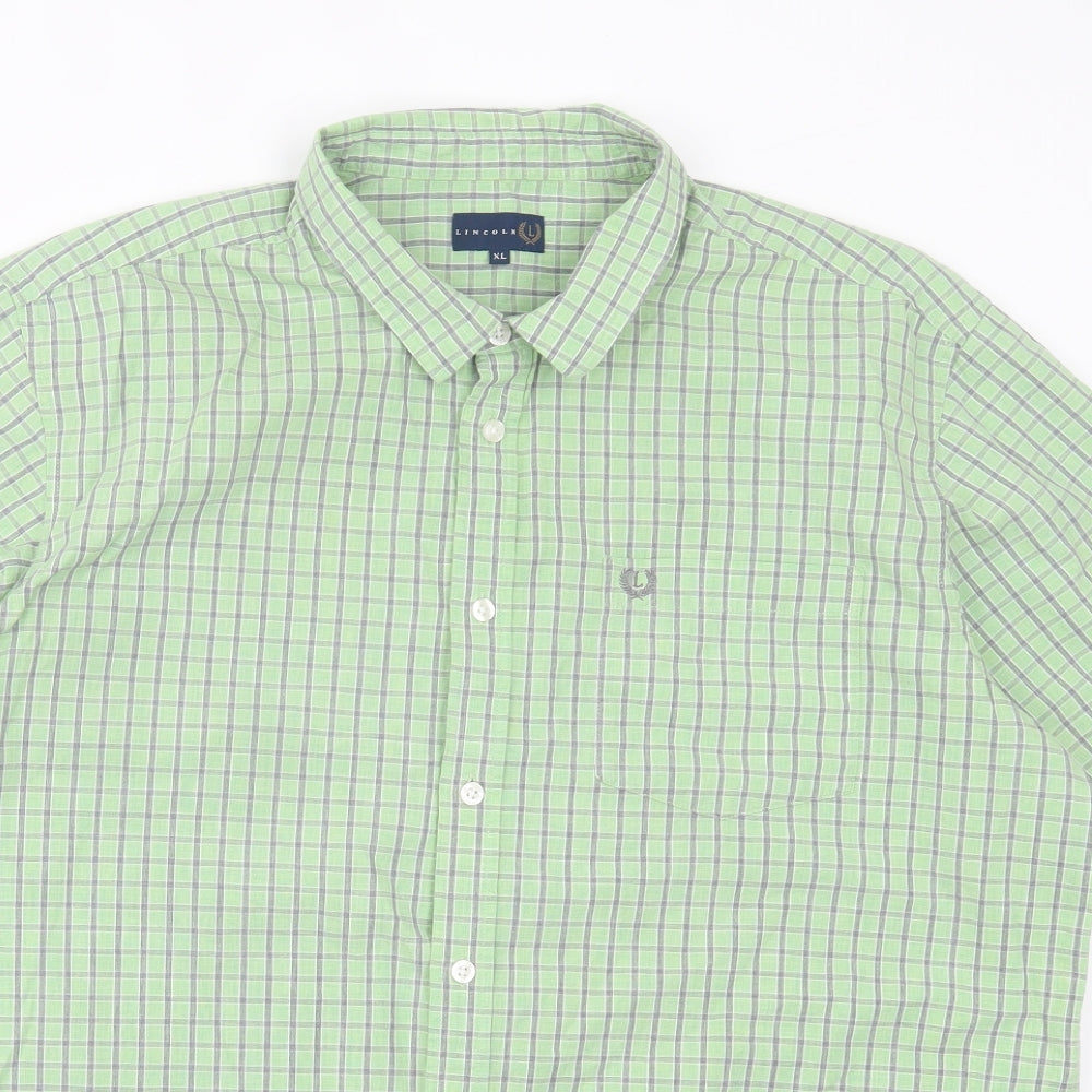 Matalan Mens Green Plaid Cotton Button-Up Size XL Collared Button - Pocket Detail