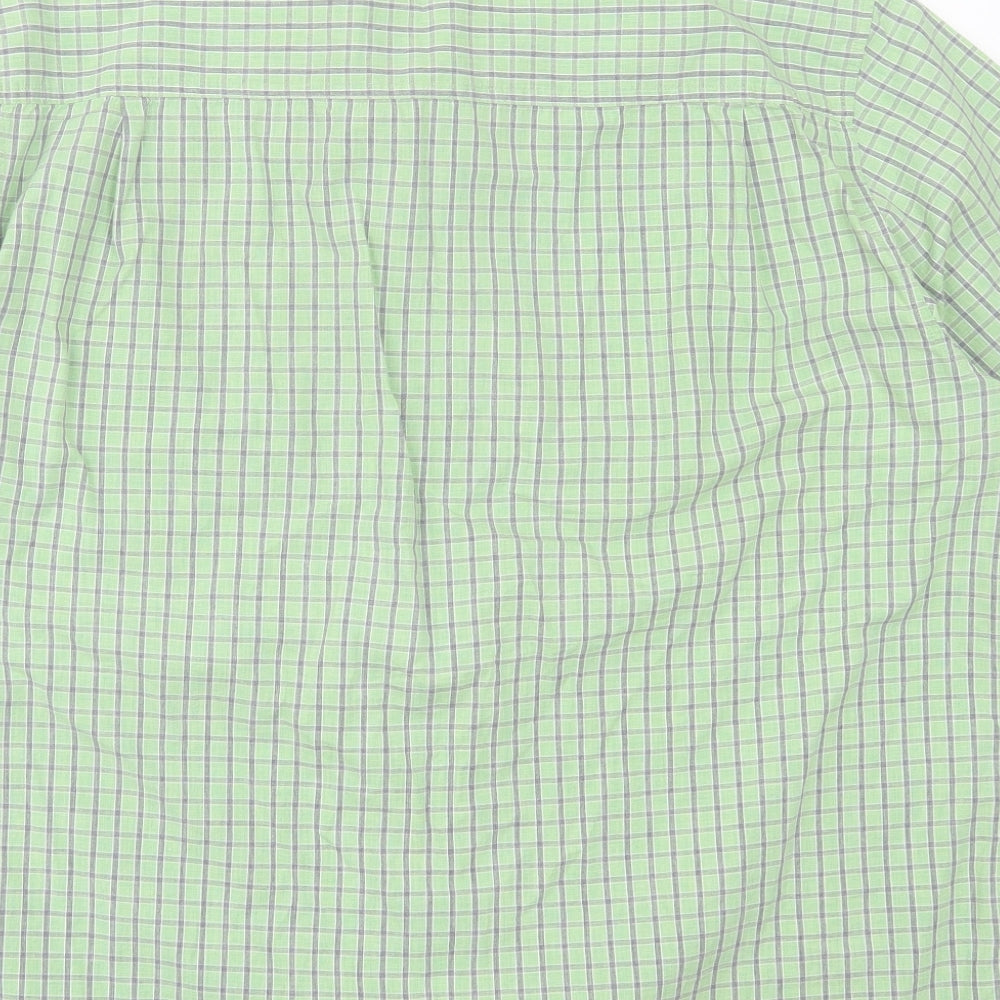 Matalan Mens Green Plaid Cotton Button-Up Size XL Collared Button - Pocket Detail