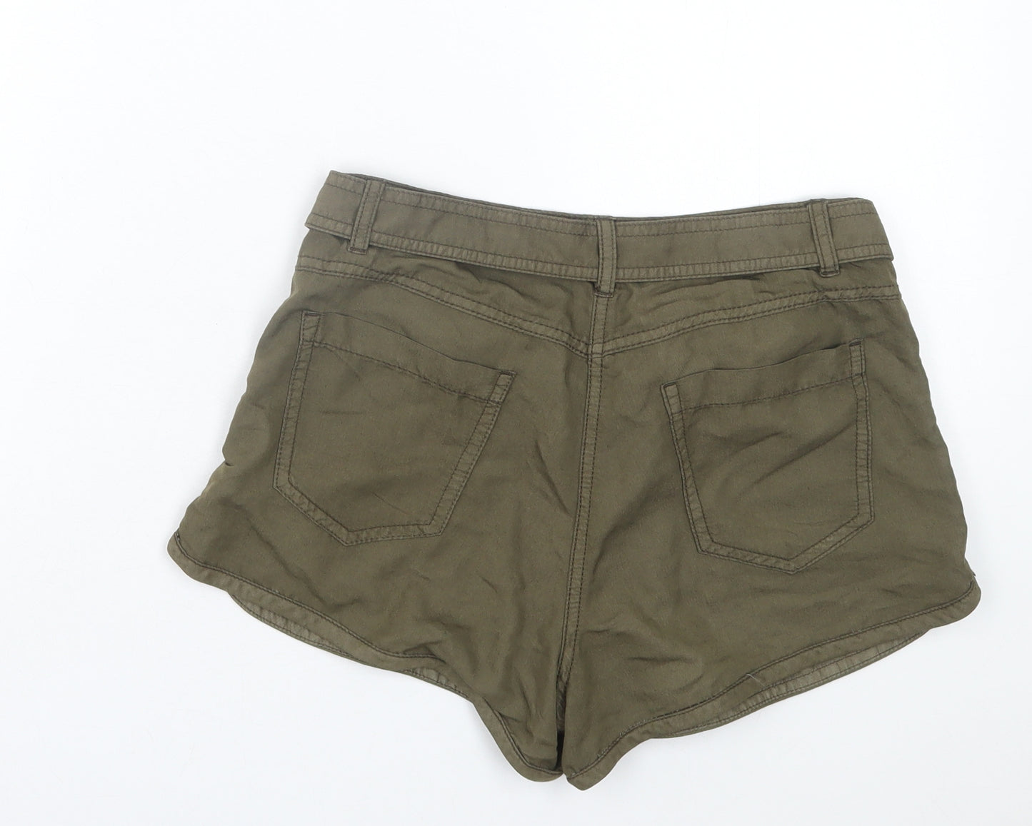 New Look Womens Green Viscose Boyfriend Shorts Size 6 Regular Button