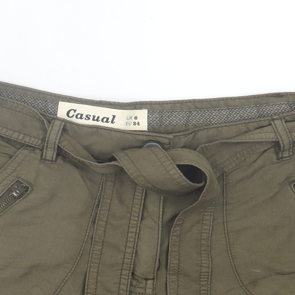 New Look Womens Green Viscose Boyfriend Shorts Size 6 Regular Button