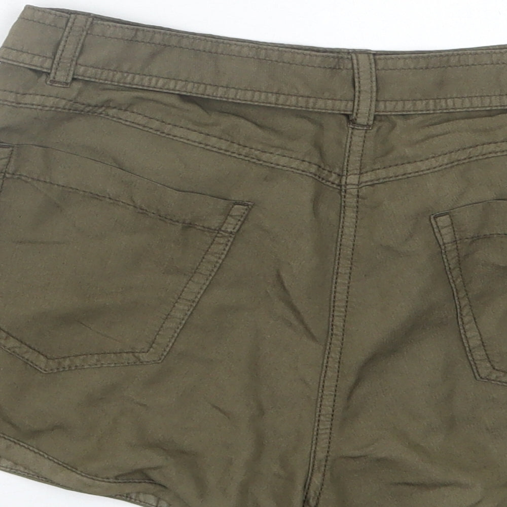 New Look Womens Green Viscose Boyfriend Shorts Size 6 Regular Button