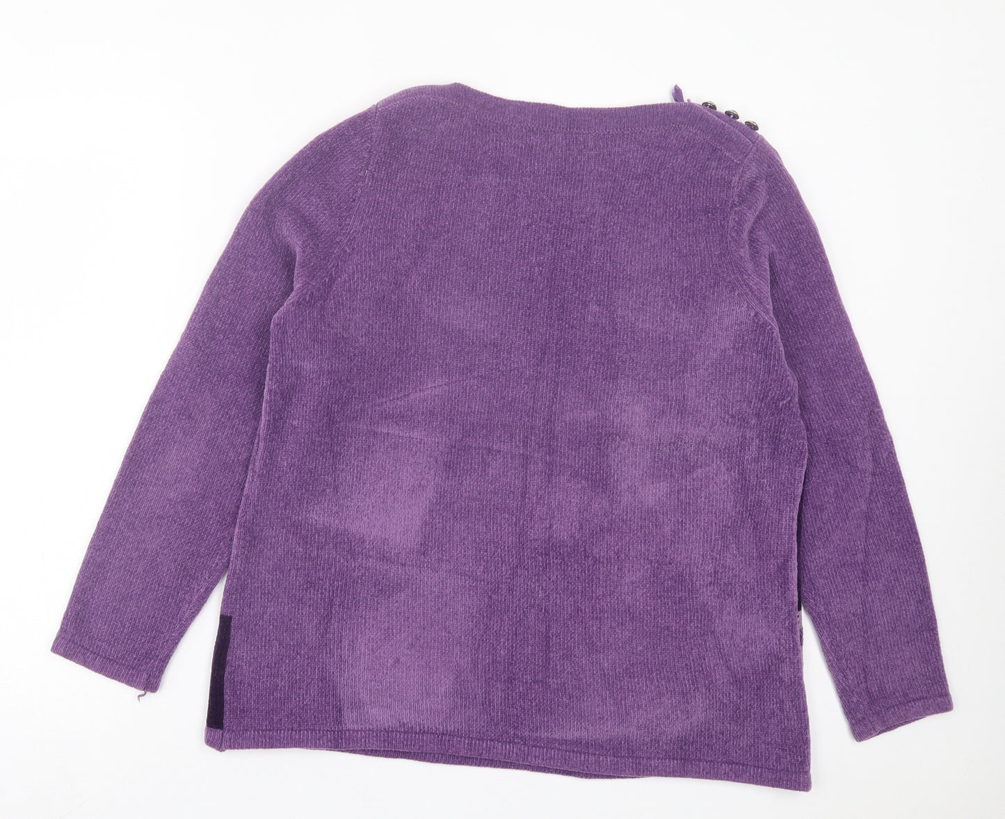 Bonmarché Womens Purple Boat Neck Geometric Acrylic Pullover Jumper Size M