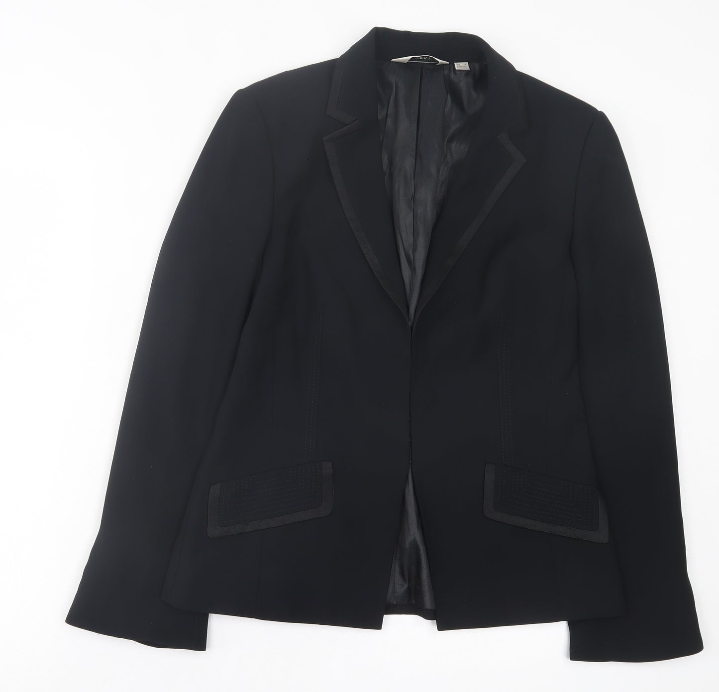 NEXT Womens Black Jacket Blazer Size 12 Hook & Eye