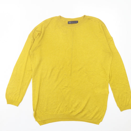 Marks and Spencer Womens Yellow Crew Neck Acrylic Pullover Jumper Size S