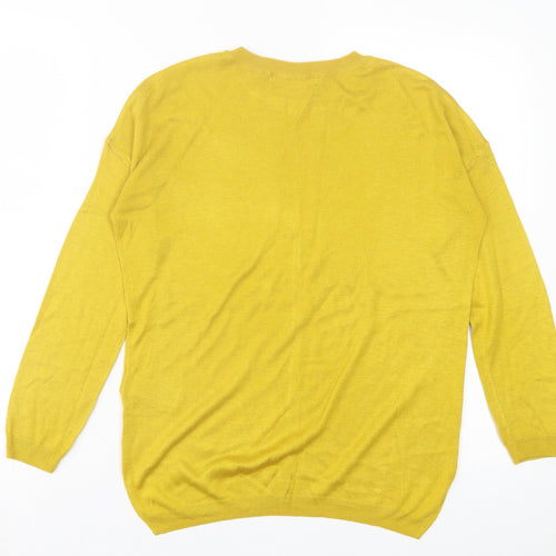Marks and Spencer Womens Yellow Crew Neck Acrylic Pullover Jumper Size S