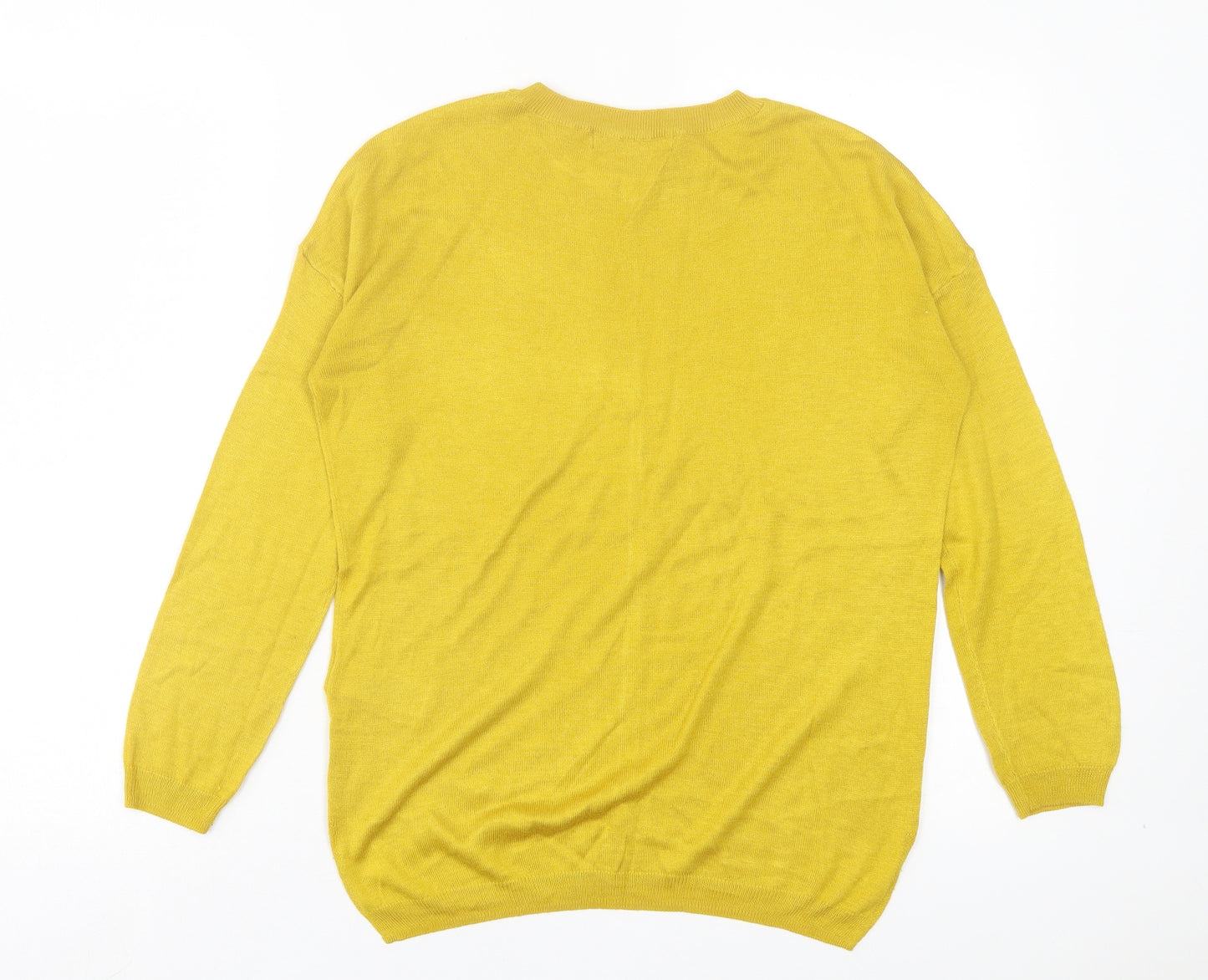 Marks and Spencer Womens Yellow Crew Neck Acrylic Pullover Jumper Size S