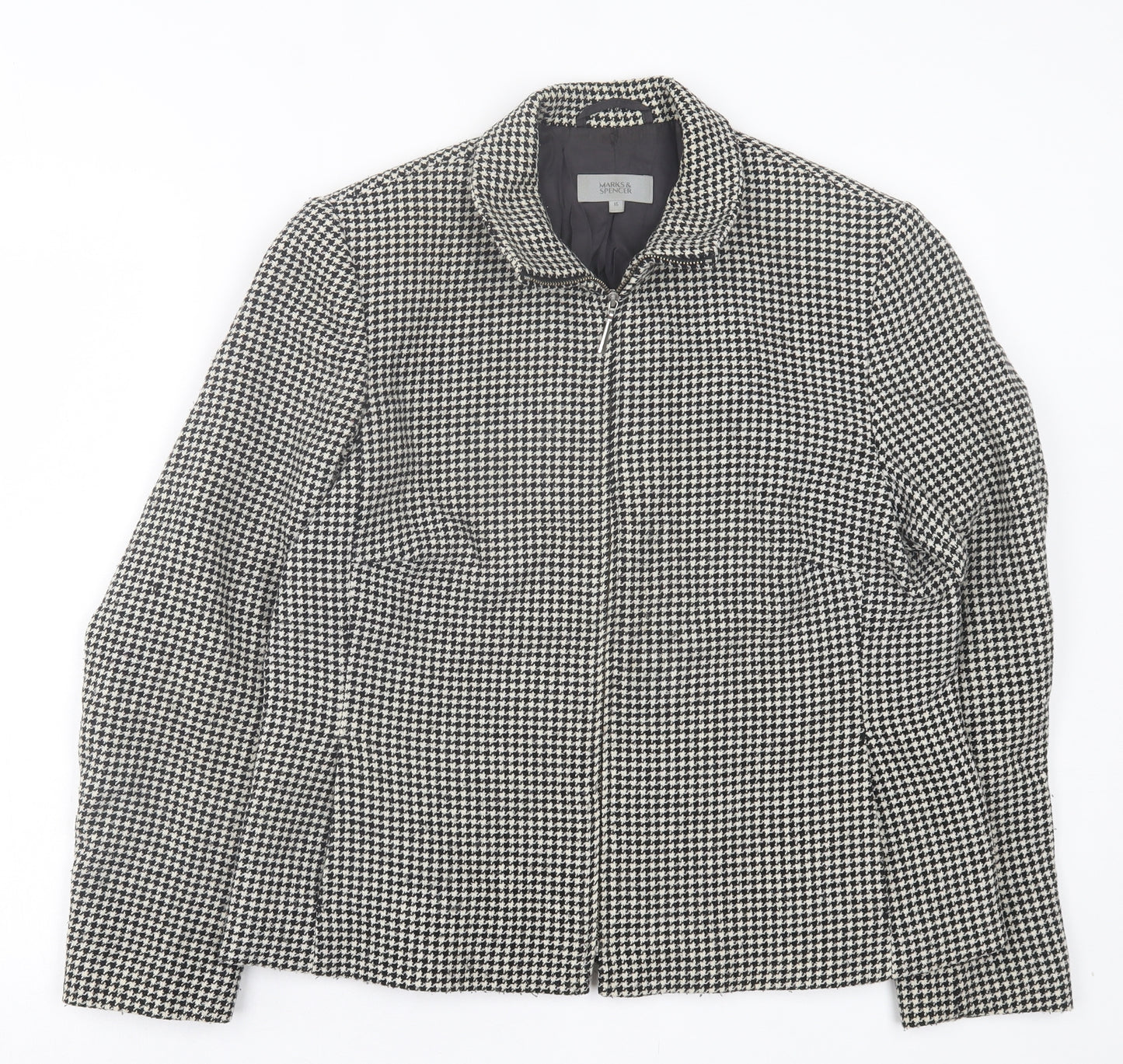Marks and Spencer Womens Black Geometric Jacket Size 16 Zip