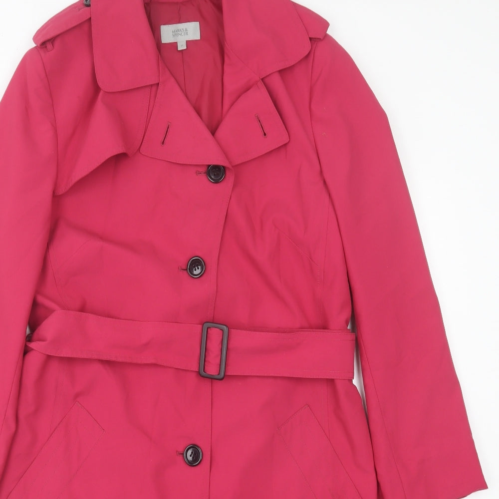 Marks and Spencer Womens Pink Trench Coat Jacket Size 12 Button