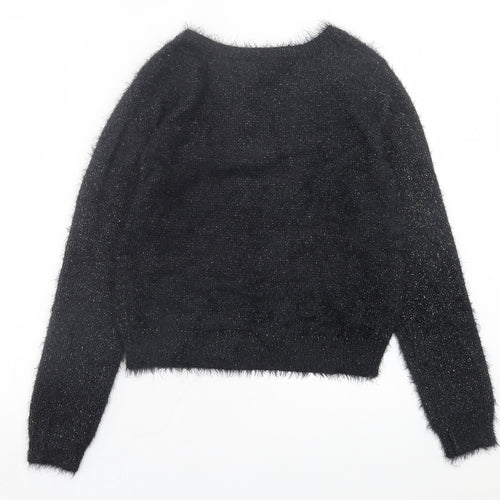 Wallis Womens Black Round Neck Acrylic Cardigan Jumper Size S