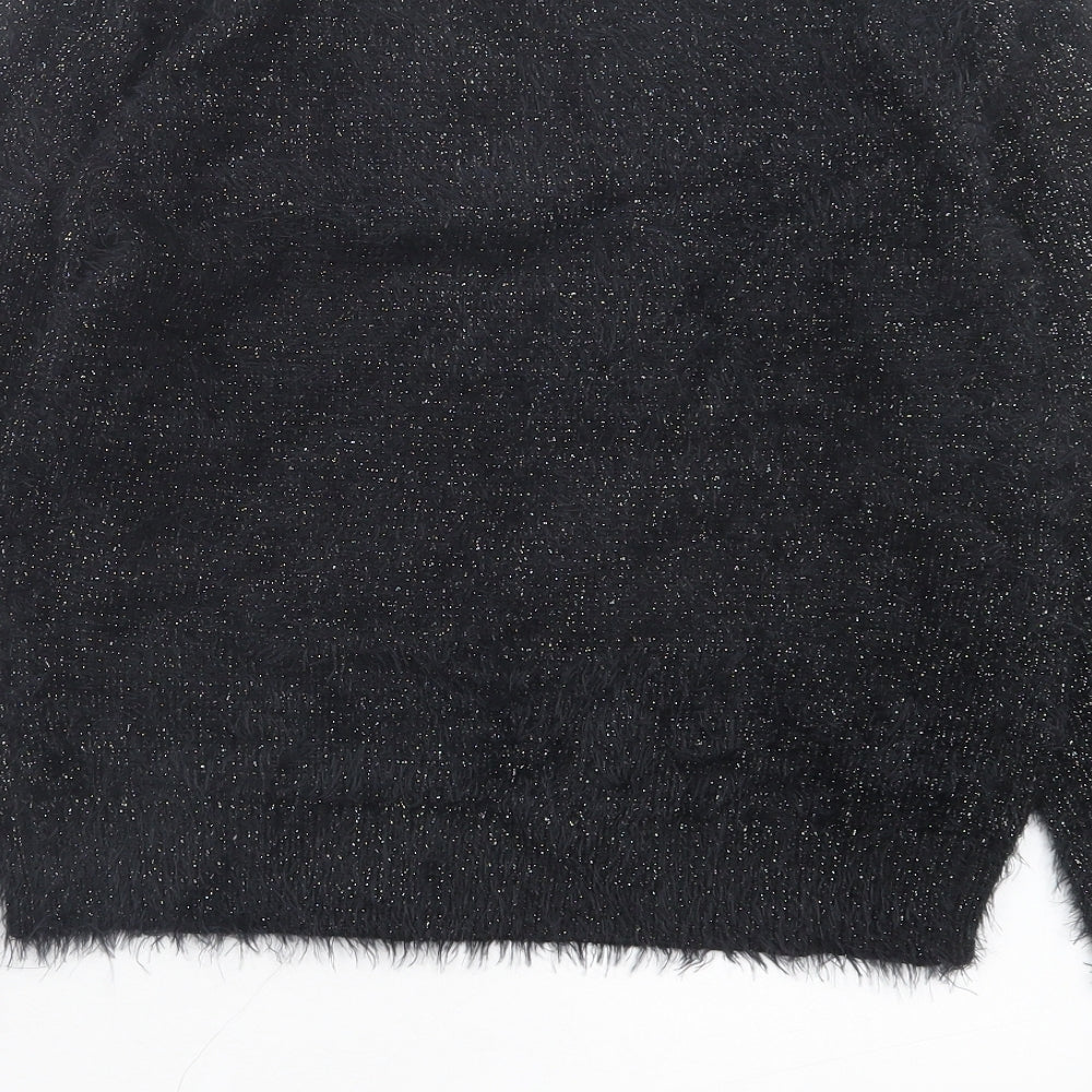 Wallis Womens Black Round Neck Acrylic Cardigan Jumper Size S