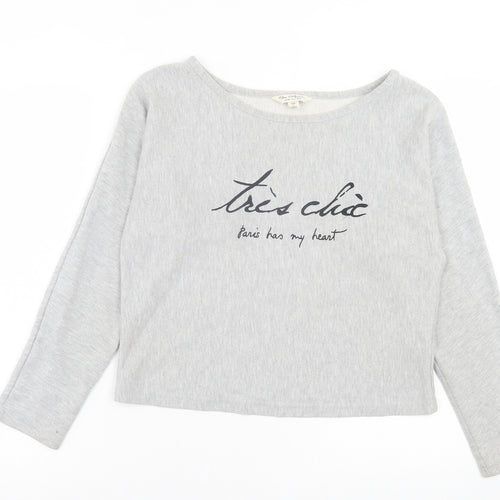 Miss Selfridge Womens Grey Cotton Pullover Sweatshirt Size 12 Pullover - Paris Has My Heart