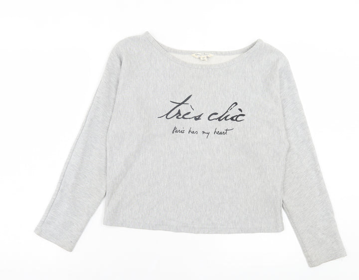 Miss Selfridge Womens Grey Cotton Pullover Sweatshirt Size 12 Pullover - Paris Has My Heart