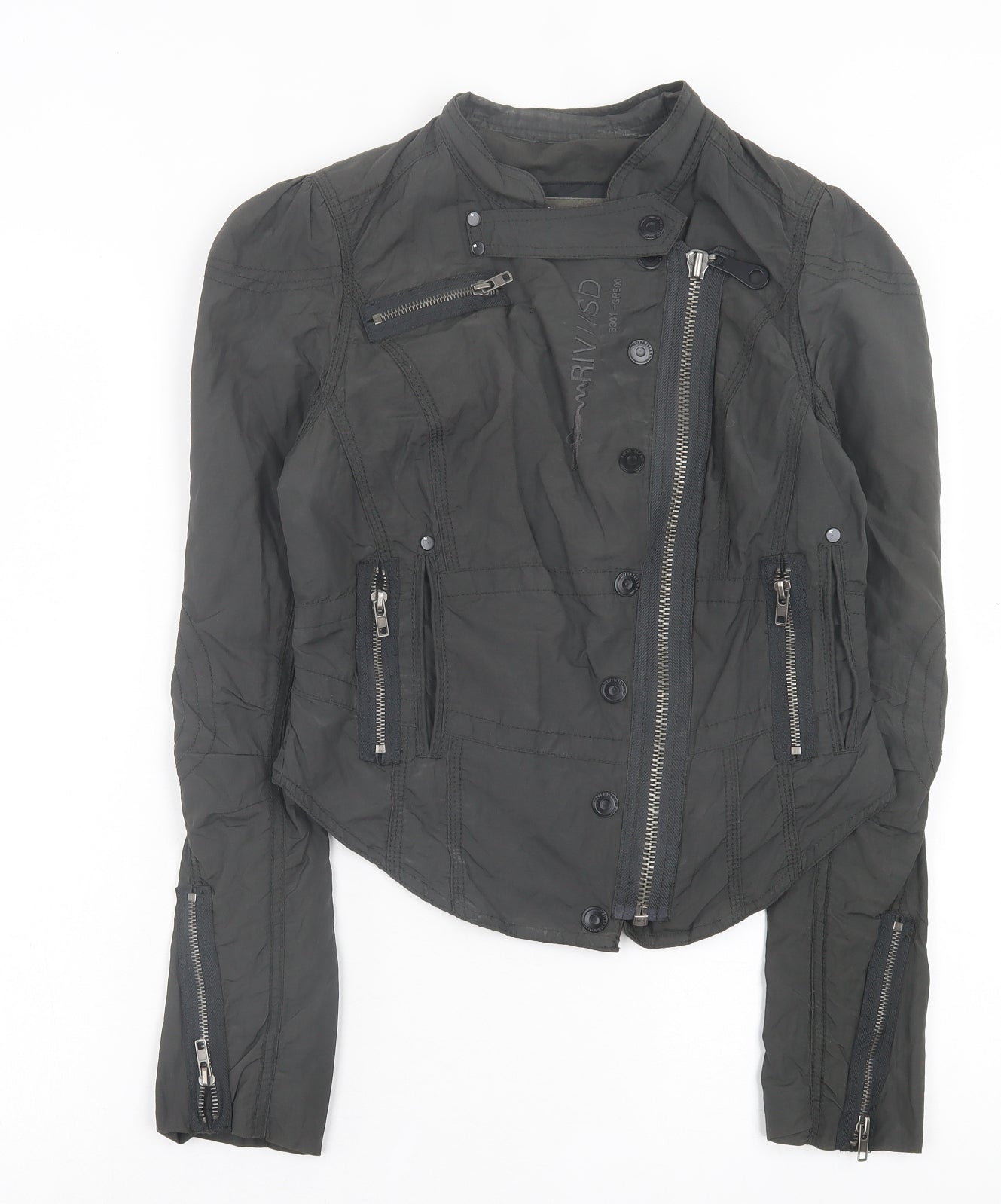 River Island Womens Green Jacket Size 12 Zip