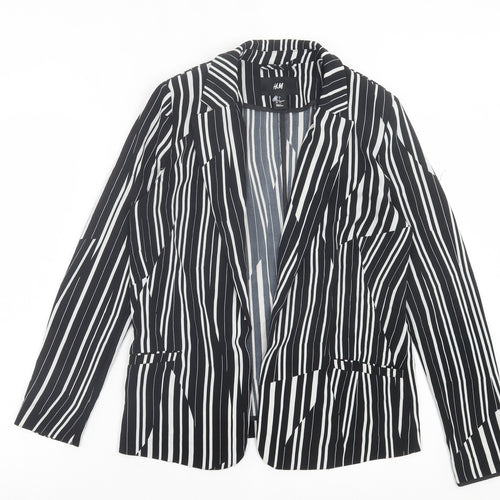 H7m Womens Black Striped Jacket Size 8