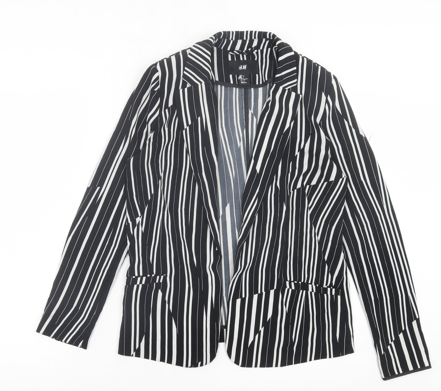 H7m Womens Black Striped Jacket Size 8