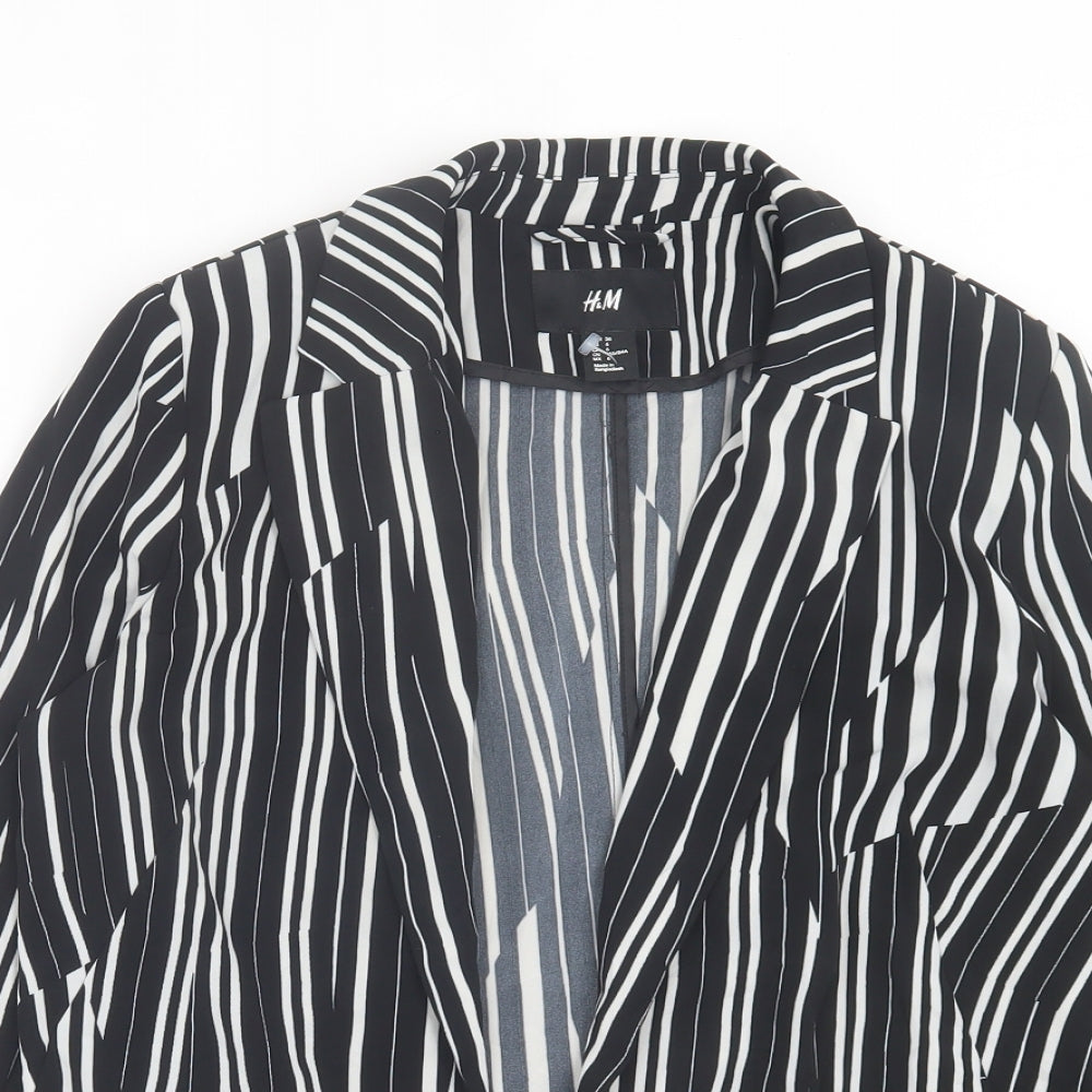 H7m Womens Black Striped Jacket Size 8