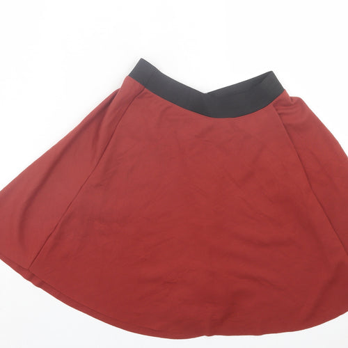 Pull&Bear Womens Orange Polyester Skater Skirt Size S